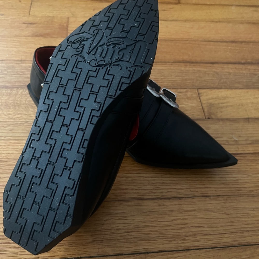 Kat Von D Black Double Buckle Flats - Picture 2 of 3